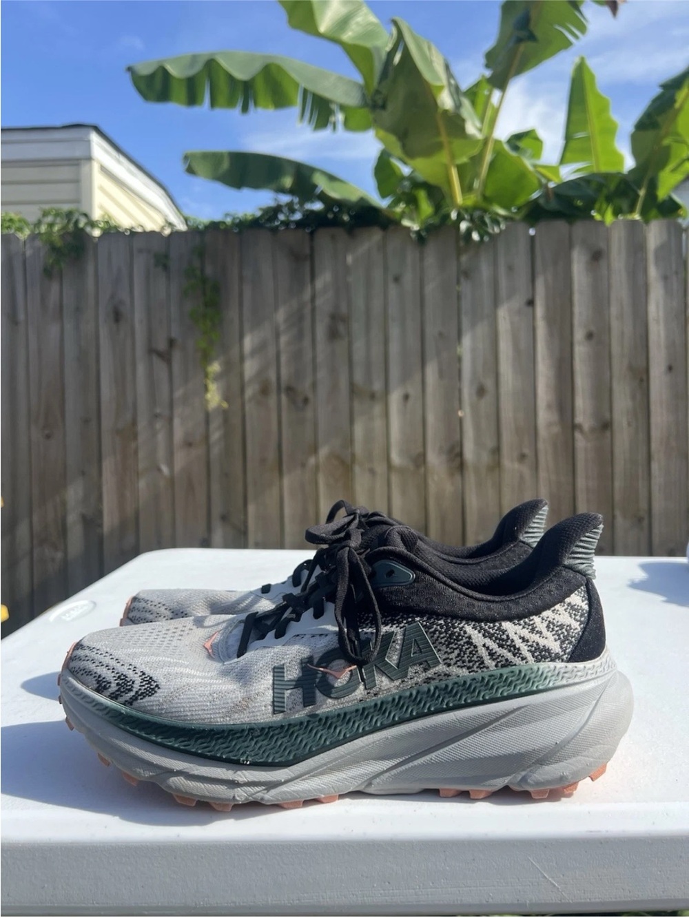 Women’s Hoka Challenger ATR 7 Grey, Black and Coral Trail Sneakers size 11